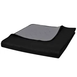 vidaXL Zweiseitige Tagesdecke Gesteppt Schwarz/Grau 170x210cm