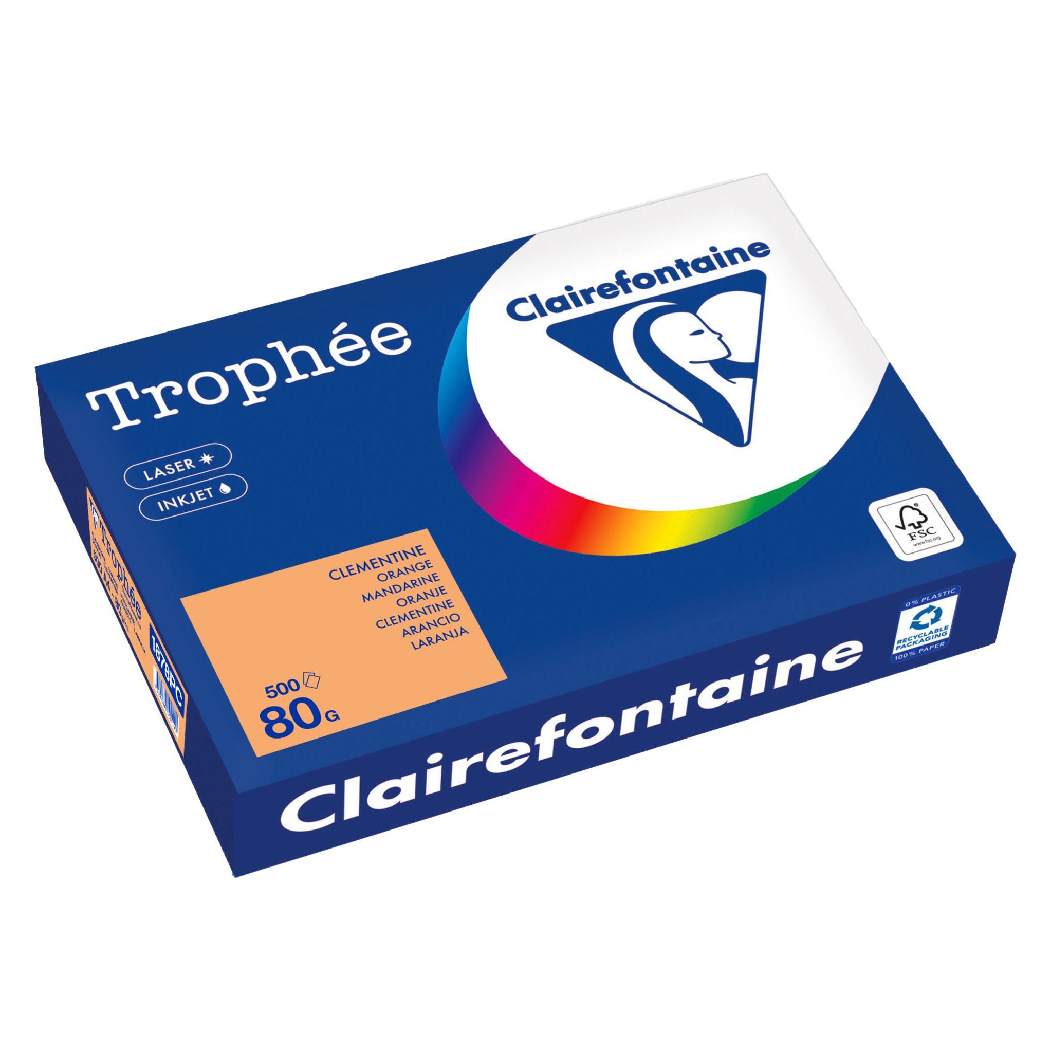 Clairefontaine Multifunktionspapier Troph'e, A4, mandarine (A4, 500 Blätter, 80 g/m²) (1878C)