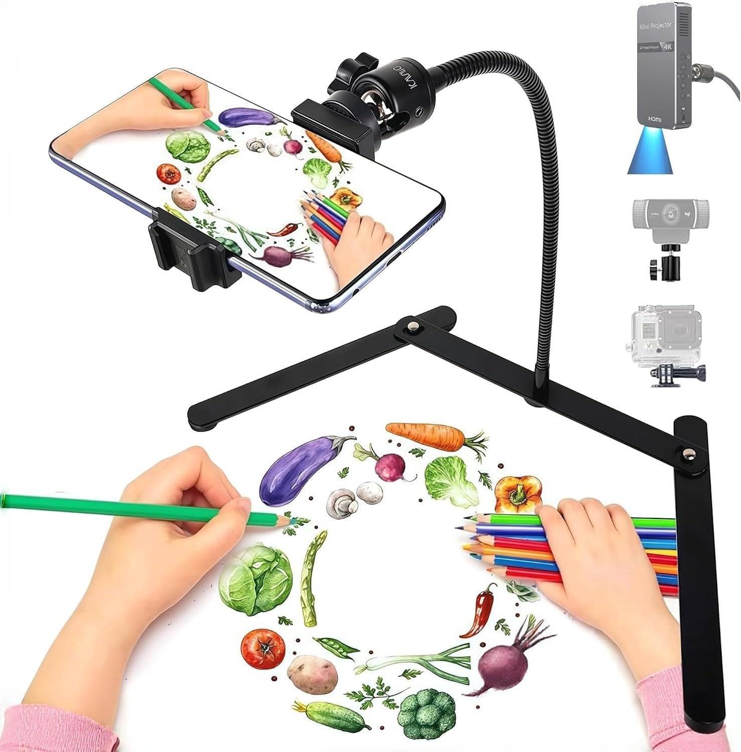 Verstelbare smartphonehouder voor tafel voor livestreaming en creatieve projecten