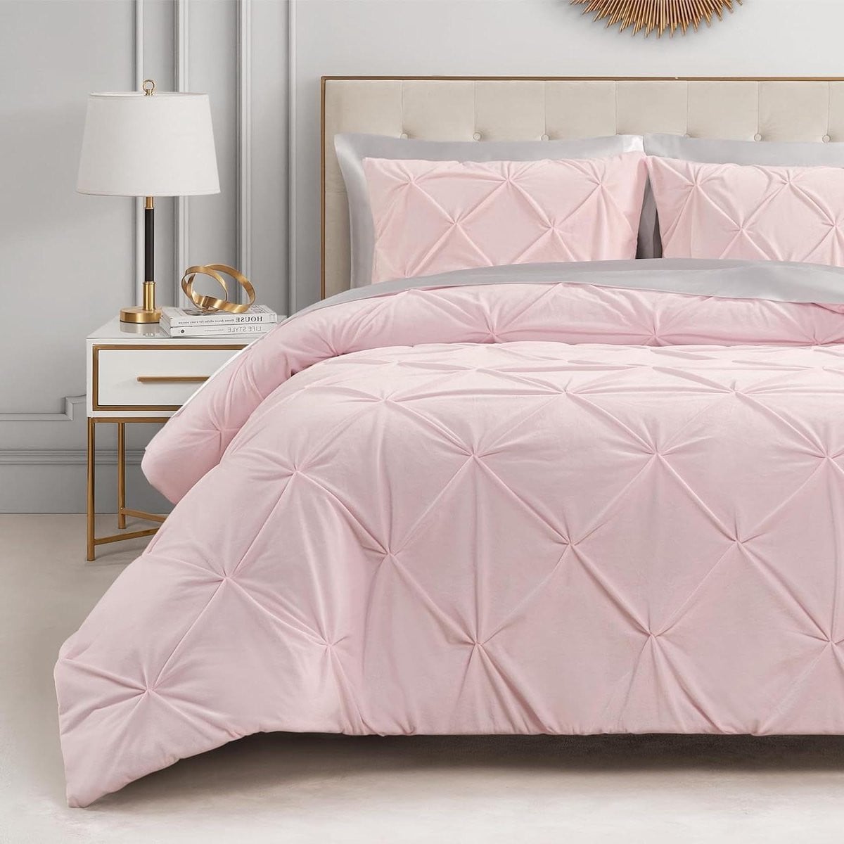 Lichtroze Pluche Dekbedset met Kussensloop - Full/Queen Beddengoed Ensemble