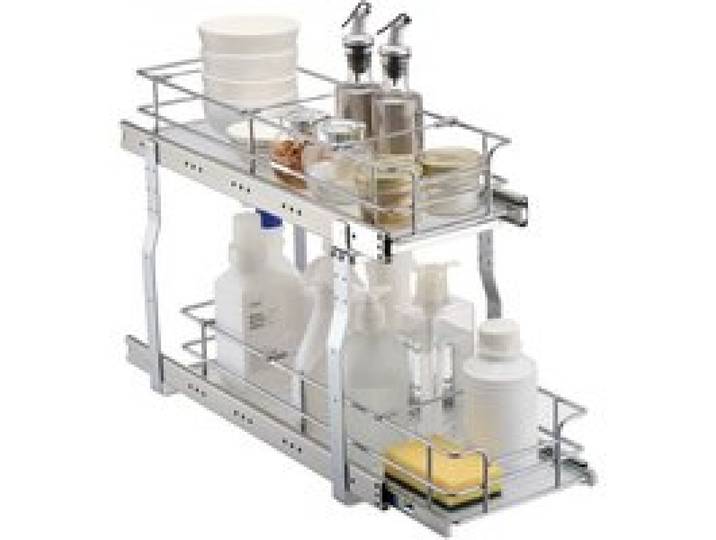 VEVOR Ausziehbarer Spülschrank-Organizer mit 2 Ebenen unter Waschbecken (215x533x385 mm) Gewürzregal Küchenregal Lagerregal Organizer für Küche Badezimmer 245x563x485 mm (Einbaumaß)