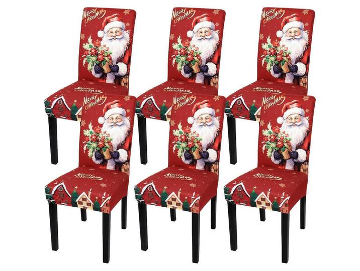 Stuhlhussen Weihnachten 6er Set Rot, 20x26 cm, Heimtextilien, Bezüge, Stuhlhussen