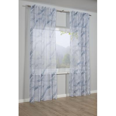 Gardine GARDINIA "Schal mit Gardinenband Dolly Voile mit Druck", blau, B:140cm H:245cm, Obermaterial: 100% Polyester, Gardinen, Gardine, Stoff Dolly-Voile mit Druck