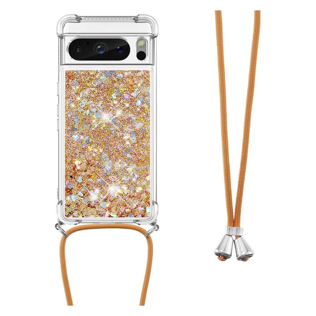 Cover-Discount Google Pixel 8 Pro - Glitzer Hülle mit Umhängeband gold (Google Pixel 8 Pro) (660146615G)