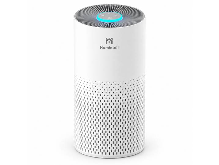 Homintell Purificateur d’air - CADR 150 m³/h, 3 vitesses, filtres HEPA et à charbon, minuterie 8 h, commande tactile, lumière d’ambiance 7 couleurs, idéal pour pièces de 18 m²