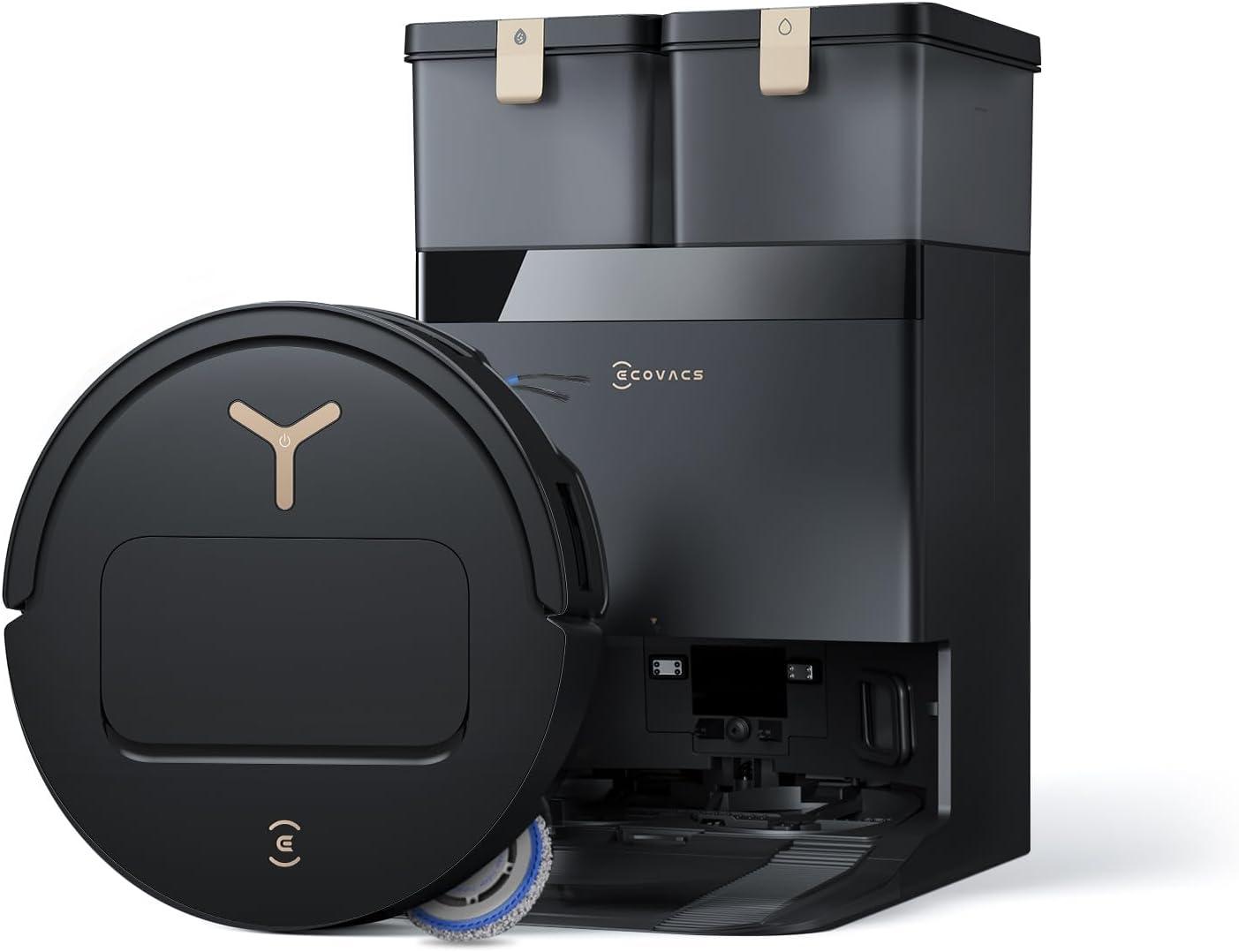 ECOVACS DEEBOT T50 PRO Omni Gen3 Saugroboter mit Wischfunktion, 25000 Pa, Reinigung des Mopps bei 75°C, Heißlufttrocknung Staubsauger Roboter, Schwarz