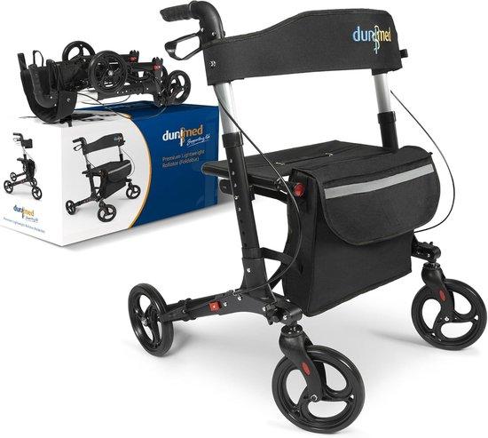 Famanu Rollator Leichtgewicht Faltbar mit Sitzfläche und Tasche - Verstellbare Höhe