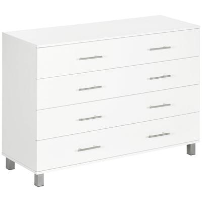HOMCOM 4-Schubladen-Kommode vielseitig Schlafzimmer Wohnzimmer Flur Metallgriffe Weiß