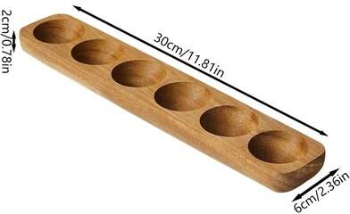 Uplifted Finds Premium Acacia Wood Multi Compartment Egg Holder Rustic Countertop Storage Tray 6 cell Egg Tray