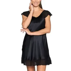 Lady Avenue Pure Silk Baby Doll Nightdress Schwarz Seide Large Damen