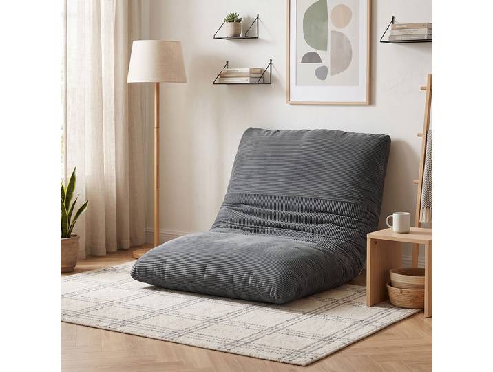 HOMCOM Fauteuil de Sol 2-en-1 Velours Côtelé Canapé-lit Pliable