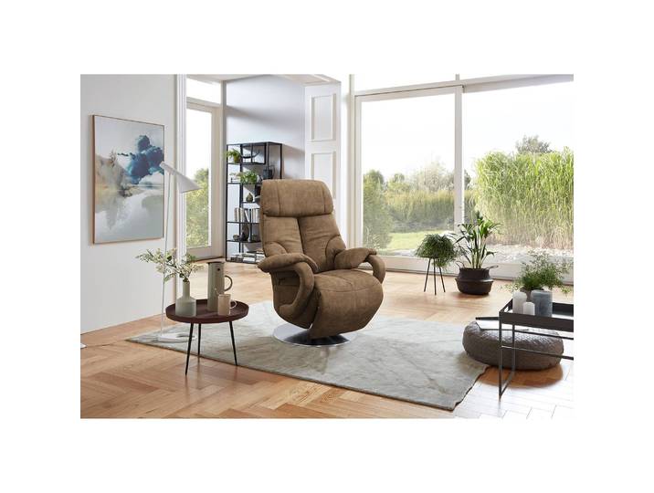 home24 Relaxfauteuil Foulbec bruin microvezel Priya relaxfunctie 80 x 115 x 79cm