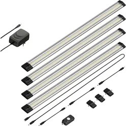ledscom.de LED Unterbau-Leuchte Siris, Bewegungsmelder, flach, je 50cm, je 655lm, weiß, 4er Set