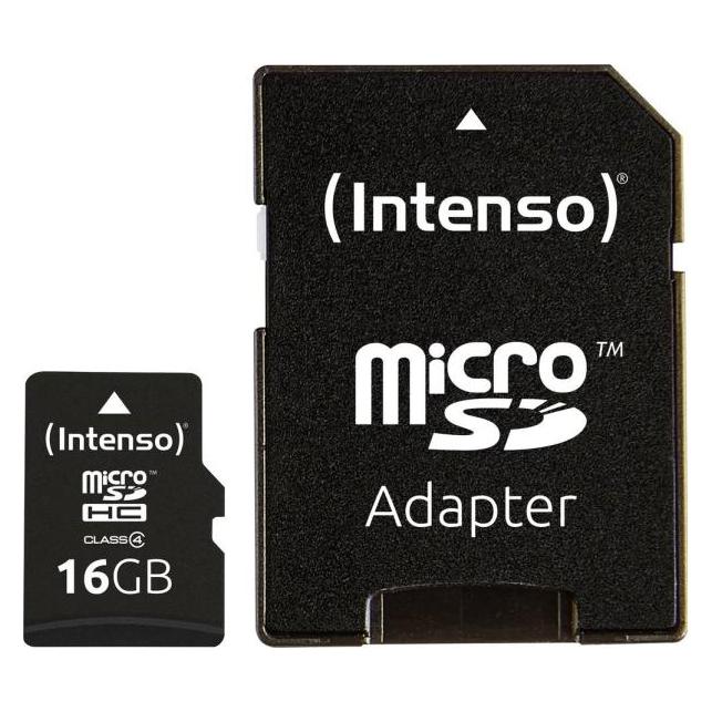 Intenso "CARD Dig Z MicroSDHC 16GB C4 21MB/s inkl.SD Adapter" (16 GB, microSDHC) (3403470)