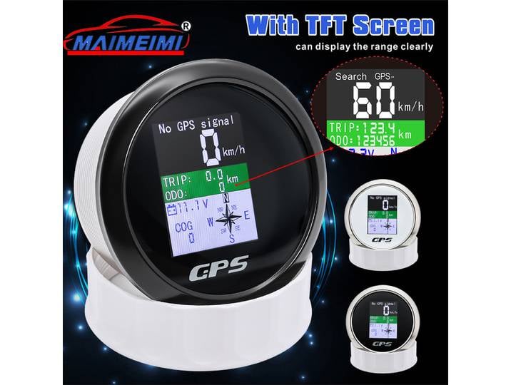 Compteur de vitesse GPS 85mm avec antenne GPS, odomètre étanche, voyage ODO COG, voltmètre boussole, écran TFT, jauges de vitesse