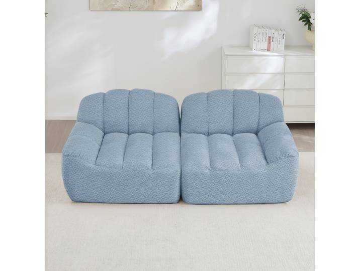 Canapé Modulaire 2 Places Sans Montage\, Forme Coquillage\, Bleu Havrya