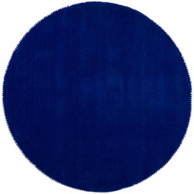 Wollteppich CARPETFINE "Gabbeh Lola Uni", blau, H:14mm Ø:80cm, Wolle, Teppiche, mit natürlichem Pflanzenmaterial von Hand gewebt, auch in Rund