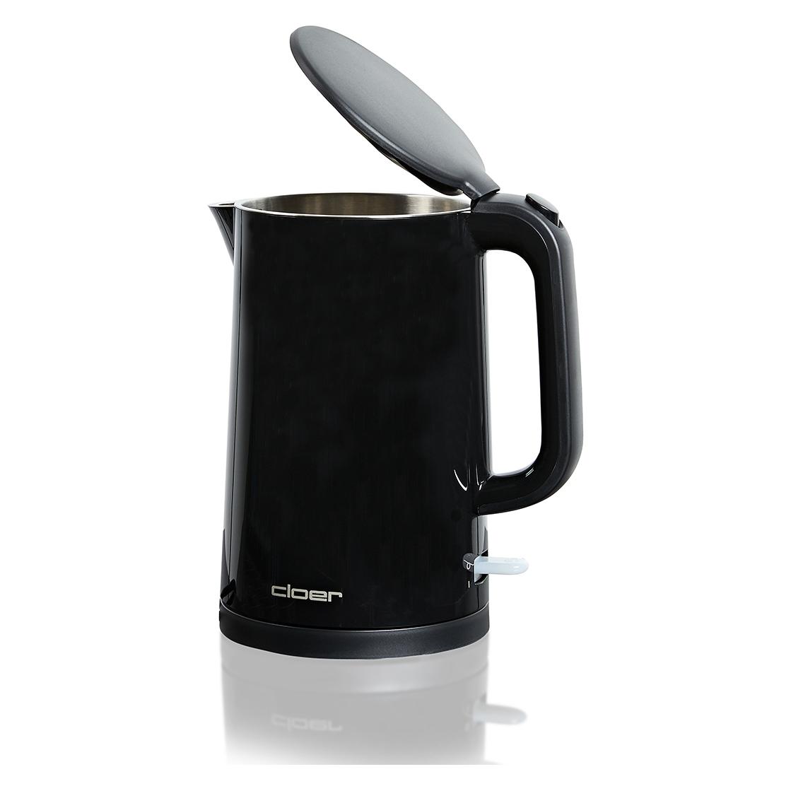 Cloer 4320 Wasserkocher 1,5 L,1500 W, Edelstahlbehälter & Deckel, automatische Abschaltung, Überhitz (1.50 l) (4320)