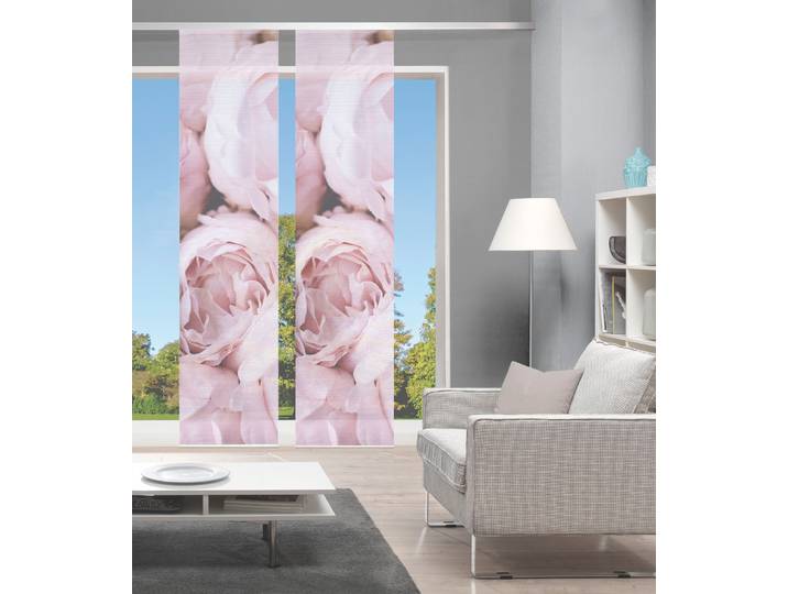 Schiebegardine VISION S ROSANA 2er SET Gr. 1, rosa (rosé), B:60cm H:260cm, Polyester, Gardinen, Schiebegardine, Bambus-Optik, Digital bedruckt