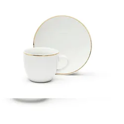 Excelsa Set mit 6 Espressotassen mit Untertassen Gold Porzellan 7 cl Weiß