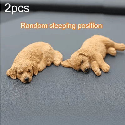 Inspire Picks Golden Retriever Puppy Resin Car Ornaments Cute Dashboard & Tabletop Decor (2pcs) dark Color Dog 2pcs