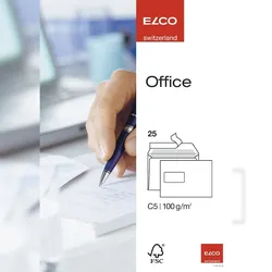 Elco 74473-12 Versandtasche - C5, haftklebend, mit Fenster, weiß, 25 Stück