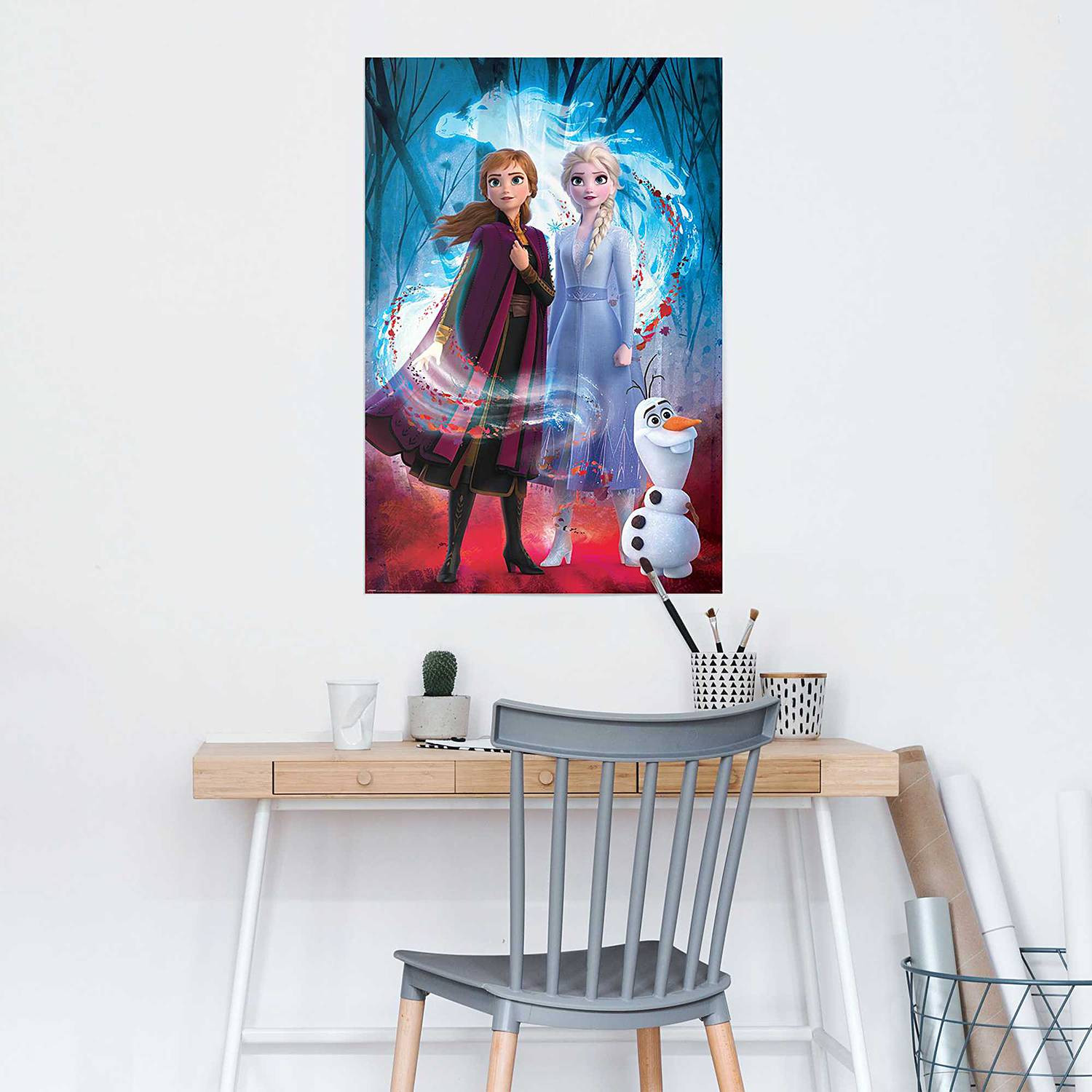 home24 Frozen 2 Anna & Elsa Poster, blauw, papier, 61 x 92 cm