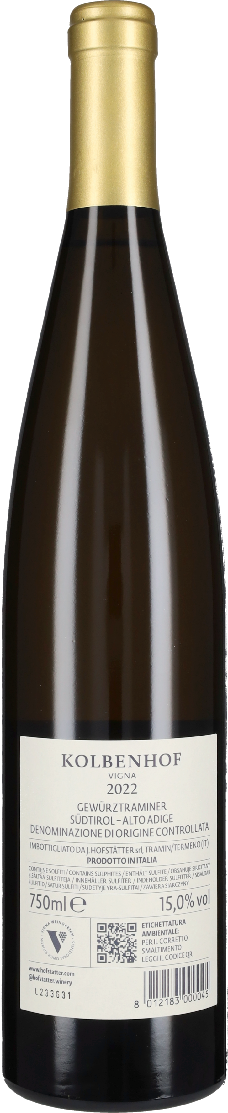 Gewurztraminer 'Kolbenhof' Hofstatter 2022
