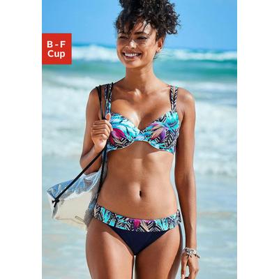 Bügel-Bikini-Top VENICE BEACH "Jane", Damen, Gr. 36, Cup F, bunt (marine, bedruckt), Polyamid, Bikini-Oberteile