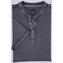engbers Herren Henley T-Shirt mit Knopfleiste Blau regular uni Knopfleiste - L