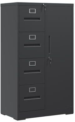 Ostweer Modern Vertical File Cabinet Steel Filing Cabinet with 4 Drawers, for Schools, Living Rooms, Bedrooms and Offices, Black