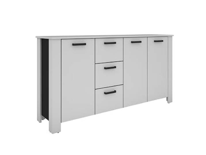 byLIVING Sideboard FARO, Stollenoptik, Weiß, Absetzung schwarz, Kommode