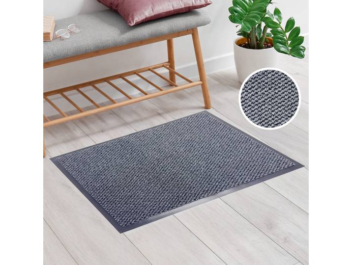 Fussmatte GOODPRODUCT Tarron, Schmutzfangmatte Indoor, für Hausflur und Eingangsbereiche , grau, B:60cm H:5mm L:80cm, Kunstfaser, Teppiche, Fussmatte, Eingangsmatte, rutschfeste Unterseite, meliert