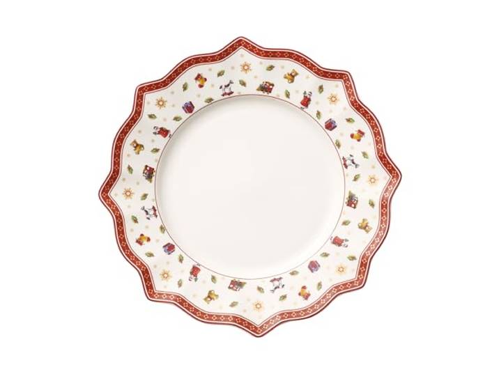Villeroy & Boch Toy's Delight Assiette Plate Blanche\, 29 cm\, Porcelaine Premium\, Blanc/Rouge