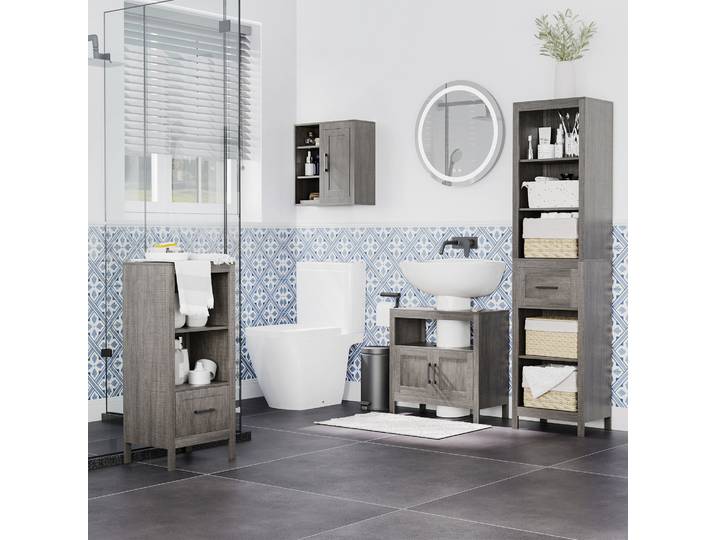 kleankin Meuble Mural SdB Gris 48x20x50cm