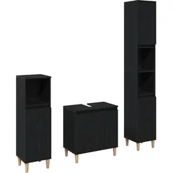 vidaXL Badezimmermöbel Set mit Speicher 3 pcs Schwarz 30 x 30 x 180 cm