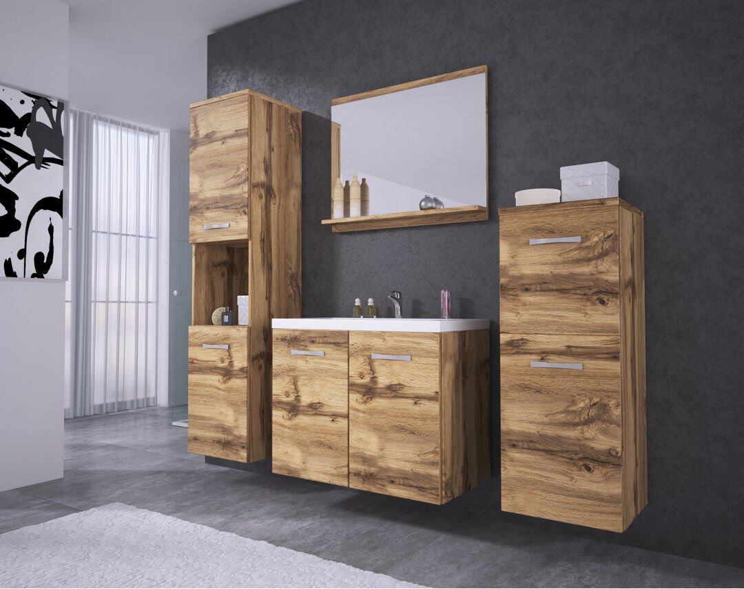 Lark Manor Saint-Leu 30Cm W x 132Cm H x 30Cm D Bathroom Storage Furniture Set Wotan oak 132cm H X 30cm W X 30cm D