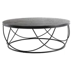 Couchtisch Holz und Metall Schwarz rund 80 cm LACE
