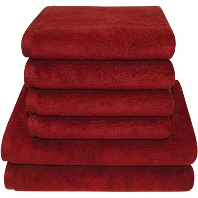 Handtuch Set DYCKHOFF "City Lights", rot (rubin), Walkfrottier, Walkfrottier, Obermaterial: 100% Baumwolle, Handtuch-Sets, 4 Handtücher (50x100cm), 2 Duschtücher (70x140cm)