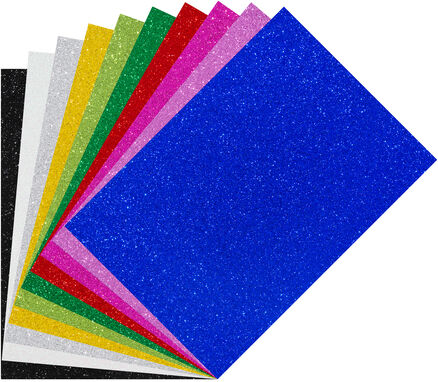 Glitzer-Moosgummi, bunt, 21 x 29,7 cm, 10 Bogen