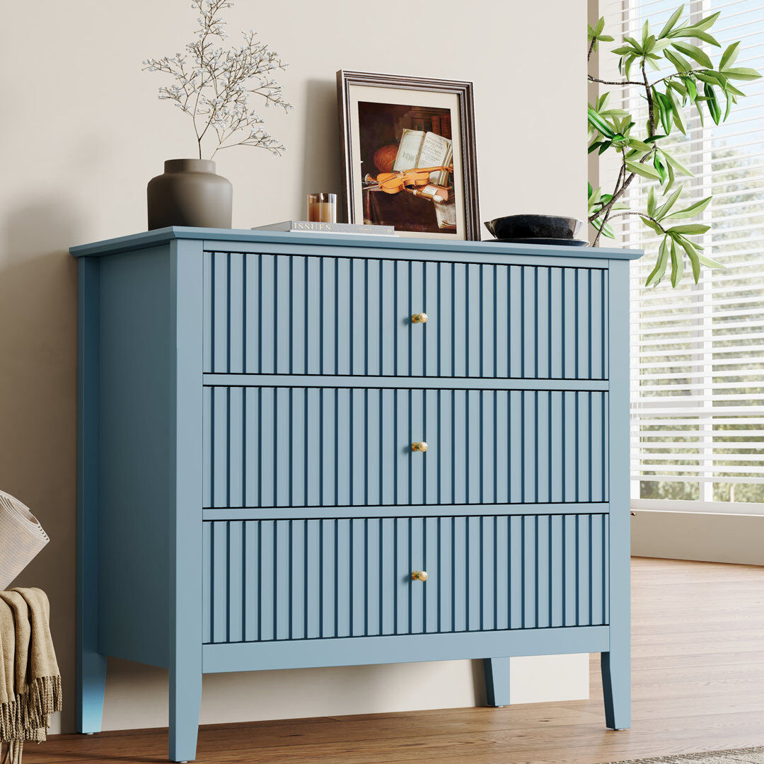 Blue Elephant 3 Drawer 80cm W Dresser Light Blue 76.2cm H X 81.28cm W X 40.64cm D