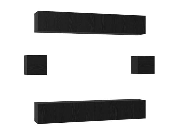 LKJephalotrop TV-Schrank Set Wandmontiert 8-TLG Schwarz Eichen-Optik Mehrteiliges Lowboard für Wohnzimmer und Schlafzimmer: Flexibles Hängeregalsystem schafft Bodenfreiheit und Ordnung.