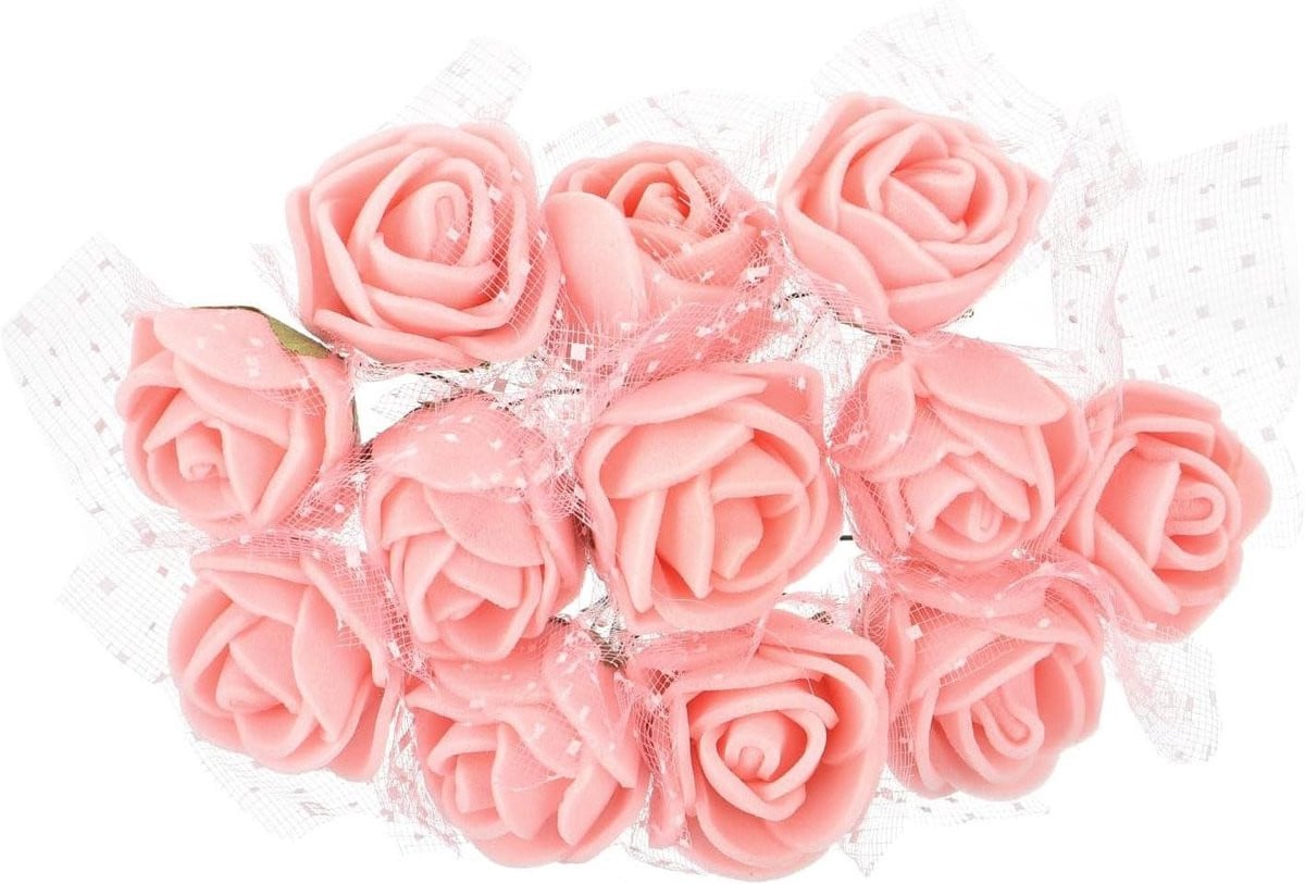 Set van 144 lichtroze kunstbloemen van schuim voor decoratie