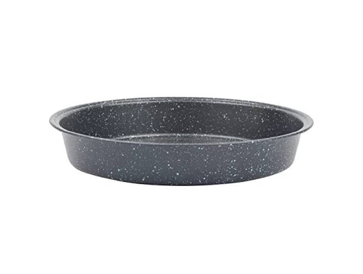 Salter BW07036BRMFOB Megastone Carbon Steel Round Pan, Baking Tin, Cake Tin, Pie Dish, Non-Stick Coating, PFOA-Free, Oven Safe, 24 cm, Black