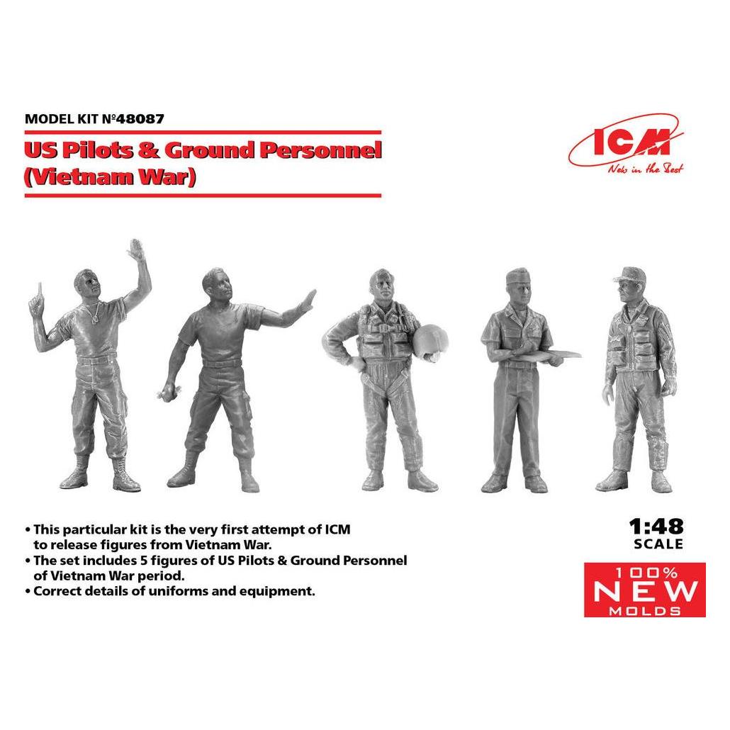 ICM US Pilots & Ground Personnel (Vietnam War) (5 figures) (100% new molds) (48087)