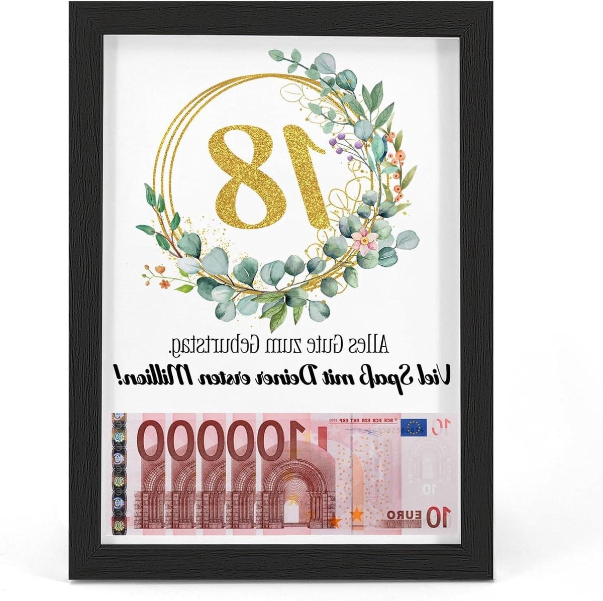 Geldcadeau Lijst voor 18e Verjaardag - Zwart - DIN A4