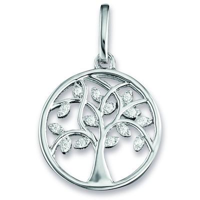 Kette mit Anhänger ONE ELEMENT "Zirkonia Lebensbaum Anhänger aus 925 Silber", silber, Halsketten, Damen, Silber 925 (Sterlingsilber), Feine Gestaltung – ein Sinnbild mit ruhiger Eleganz