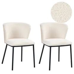 ESSZIMMERSTUHL 2er Set Bouclé Cremeweiß Hoskin