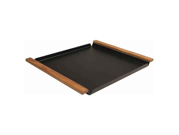 Stern Tablett ca. 48x40x3 cm mit Teakgriffen Aluminium schwarz