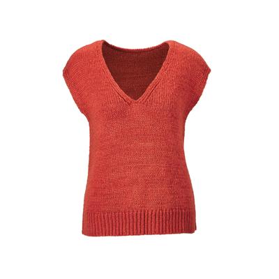 Rundhalspullover GOLDNER "Kurzgröße Pullunder", Damen, Gr. 22, rot, Obermaterial: 100% Polyacryl PAN., V-Ausschnitt, keine/nicht relevant, Pullover Rundhalspullover, fully fashioned gestrickter Ausschnitt